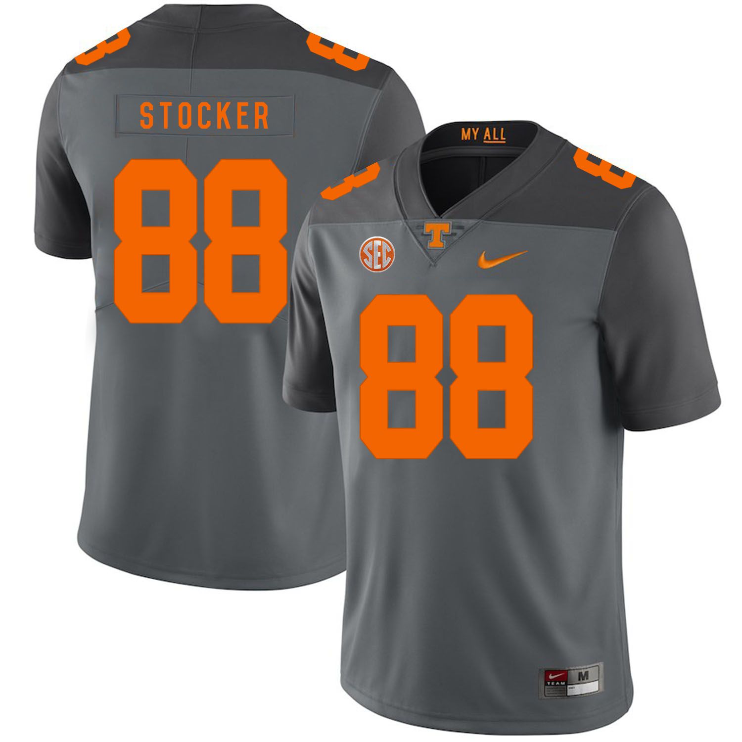 Men Tennessee Volunteers #88 Stocker Grey Customized NCAA Jerseys